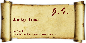 Janky Irma névjegykártya